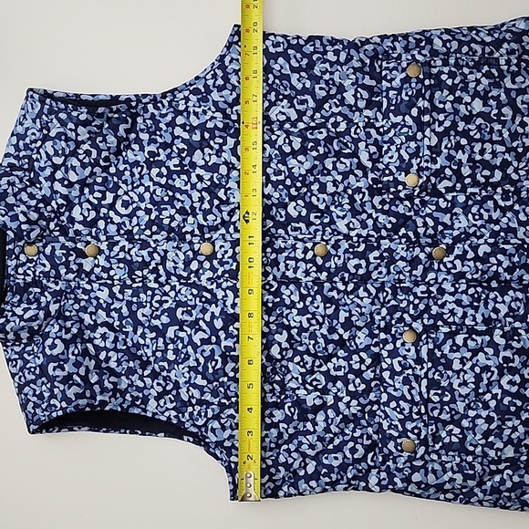 NWT Talbots Quilted Blue Abstract Leopard Diamond Print Vest Size Large Petites - Picture 14 of 16